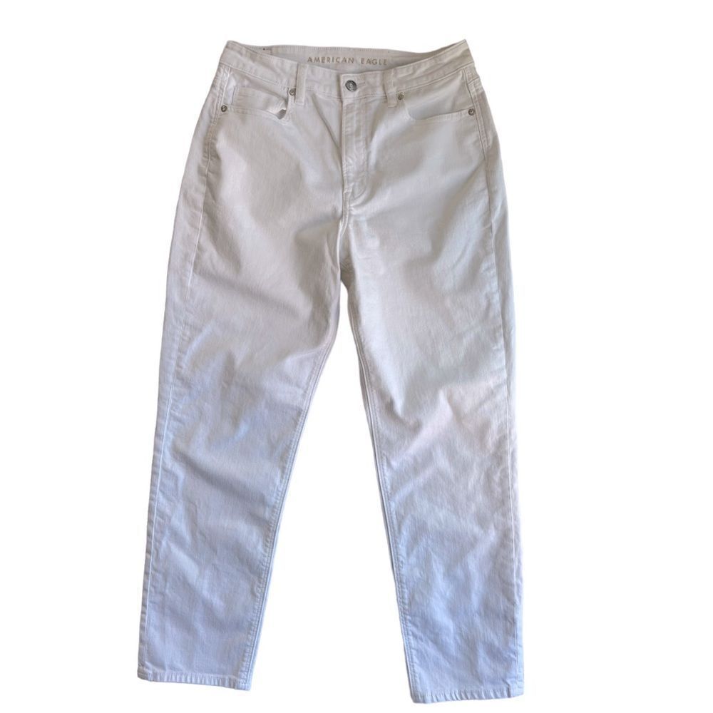 American Eagle White Mom  Stretch High Rise High Waist  Stretch Jeans Pants sz 8